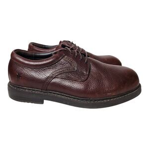 Frye Chandler Shoes Plain Toe Derby Brown Pebbled Leather 10.5W Wide Mens Dress